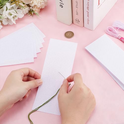 Image of arricraft 30 Pcs Blank Cross Stitch Bookmark, Rectangle Cotton Fabric Book Marker Cross Stitch Crosstitch Project 2.7x7.5 inch(7x19cm)