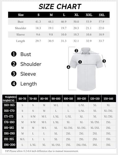 Glacspyg Leinenhemd Herren Kurzarm Leinenhemd Arbeit Freizeithemd Fit Business Casual Urlaub Sommer Strand Hemd Grau 3XL 4