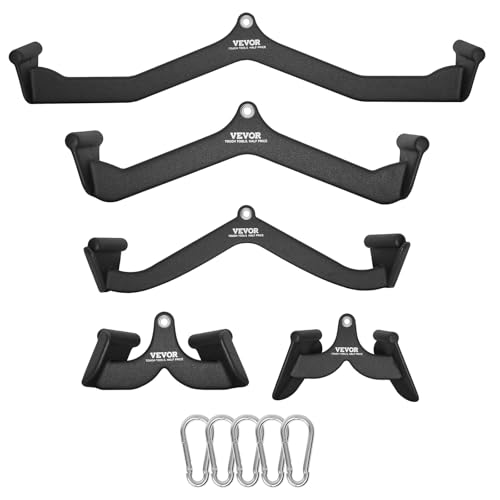 VEVOR Barres de Tirage Musculation Lot de 5, Accessoires pour Machine à Poulie en Acier Massif et...