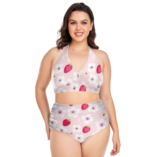 Bikini grande taille dos nu pour femme avec contrôle du ventre