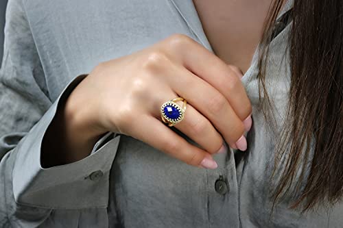 Bague or rose 14k et lapis lazuli véritable de forme ovale