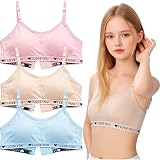 YuaLov Sujetadores de entrenamiento para niñas adolescentes, sin varillas, ligeros, acolchados, ropa interior con correas ajustables, íntimos cómodos para edades de 10 a 16 años, Multicolor 4, 10-12