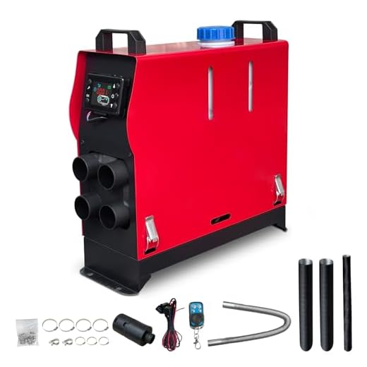 Triclicks Air Diesel Heizung Air Standheizung 5KW 12V Diesel Luftheizung Kraftstoff Auto Heizung Lufterhitzer mit Fernbedienung LCD Monitor für RV, Boote, LKW, Wohnmobil Anhänger, Wohnmobile (Rot)