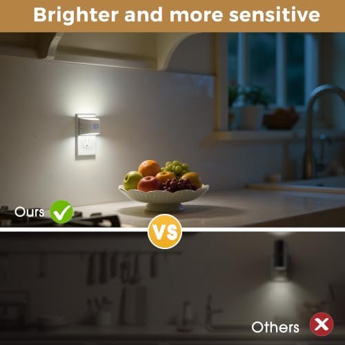 Image of L LOHAS LED Motion Sensor Night Light, Night Lights Plug into Wall, 2 Pack | Plug in Night Light with 30-100lm Adjustable Brightness, White Housing 5000K Daylight White
