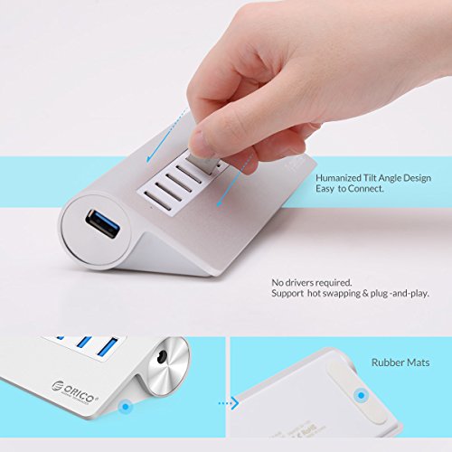 Usb Hub, Orico Super Speed Usb 3.0 Triangle Aluminum Alloy Hub Splitter With Dc12V Power Adaptor, 10-Port Data Hub With 3.3 Ft Extened Cable For Macbook, Mac Pro, Imac, Notebook, Pc - Silver #TOP2