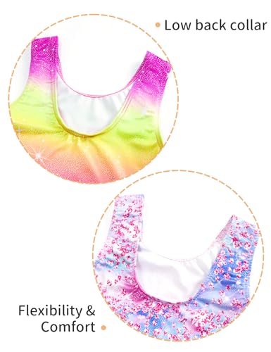 Image of 2 Pack Leotard for Girls Gymnastics Sparkly Sleeveless Unitards