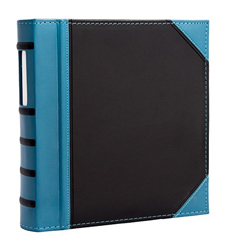 New Project Executive Binders, Heavy Duty 3 Ring Stitched Leatherette Cover with Ribbed Spine and Name Tag Insert On Spine, Grey Blue - Thumbnail 2