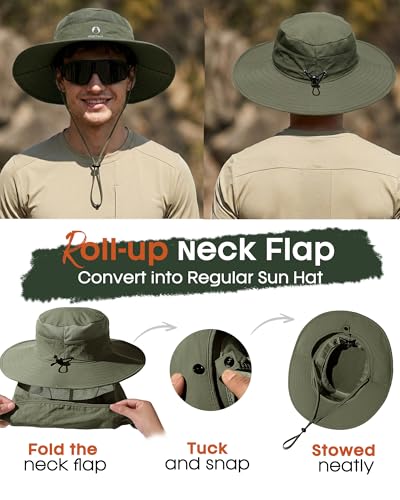 Image of FURTALK Sun Hats for Men Women Fishing Hat with Neck Flap UPF Protection