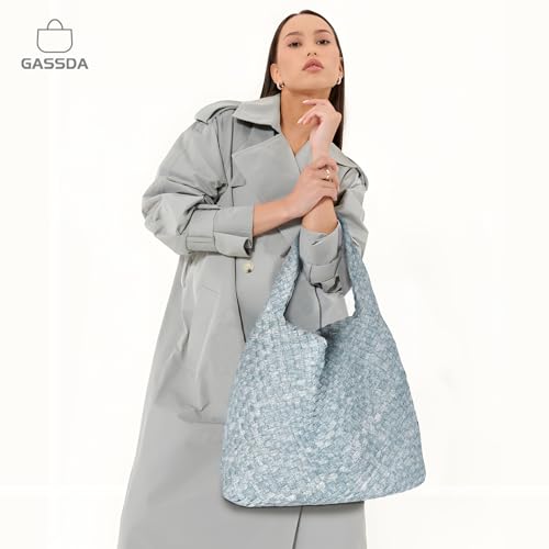 Image of Woven Bag Purses and Handbags Woven Vegan Leather Tote Shoulder Top-Handle Bag With Purses for Women