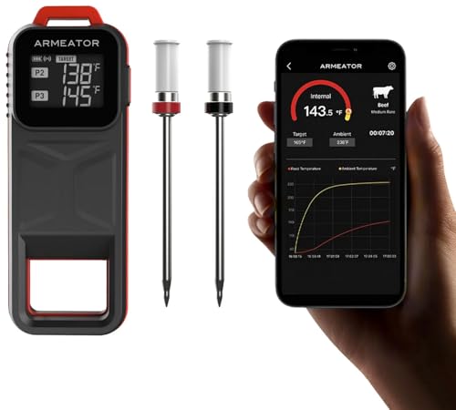 ARMEATOR Smart Meat Thermometer with 2 Probes, Unlimited Range Bl...