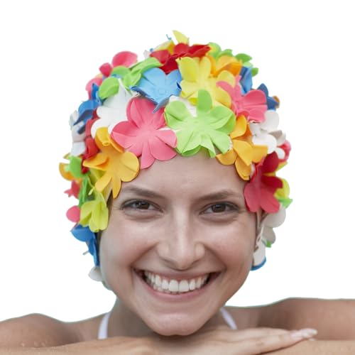 Swimmershop Cuffia Piscina Donna Fiori Vintage - Cuffia da Bagno per Donna e Bambina - Motivo Floreale Stile Retrò per il Mare, Comoda e Divertente
