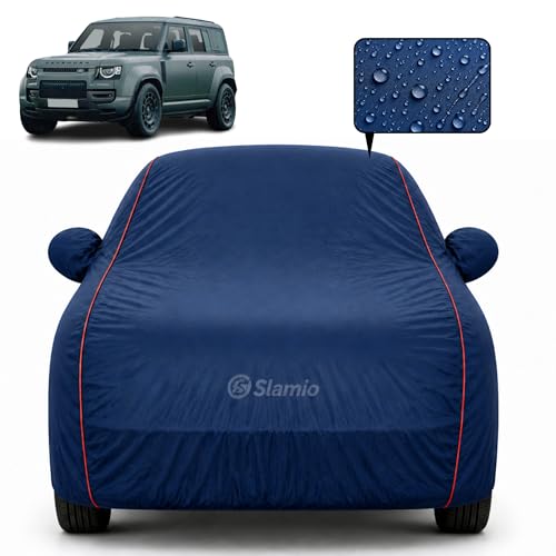 Image of Car Cover for Land Rover Defender 2020-2026 | 100% Waterproof Heavy-Duty 3-Layer Car Body Cover | All-Weather Rain, UV, Sun & Dust Protection | Custom Fit | Mirror & Antenna Pockets |Navy Blue