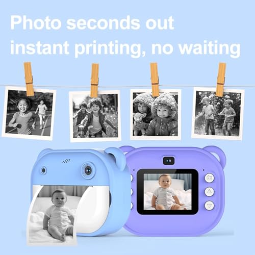 Image of Playpulse 1 Year Warranty Instant Kids Camera - 12MP Digital Print Camera, Photo Printer, Video Recorder, MP3 Player, Fun Filters, Rechargeable Battery & Paper Rolls - Purple