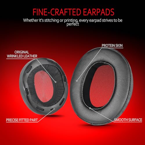 Sony MDR1A Earpads – Compatible con auriculares Sony MDR MV1 y Sony MDR-1A / MDR-1ADAC, almohadillas de repuesto de cuero proteico suave – Negro miniatura 3