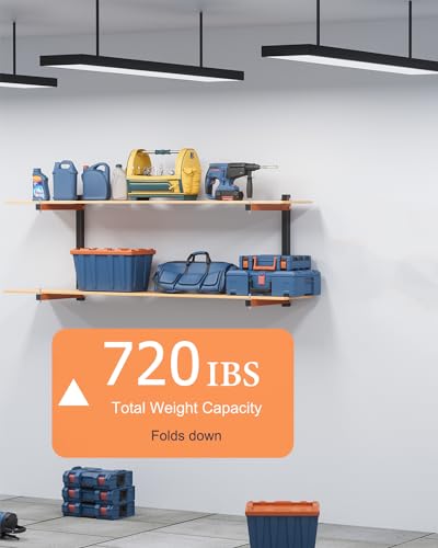 Acools Lumber Storage Rack, Lumber Rack Wall Mount, Heavy Duty Wood Storage Racks with 6-Level System, 720 LB Sturdy Garage Wood Organizer, Orange Lumber Metal Racks for Indoor and Outdoor(4 PACK) - Thumbnail 5