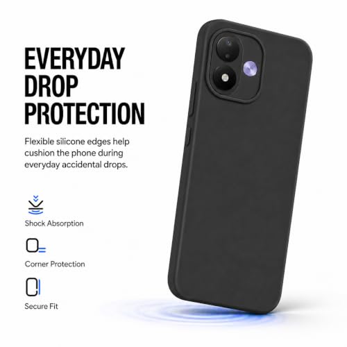 Image of FIRST MART Matte Silicone Back Cover for Redmi Note 17 - Black