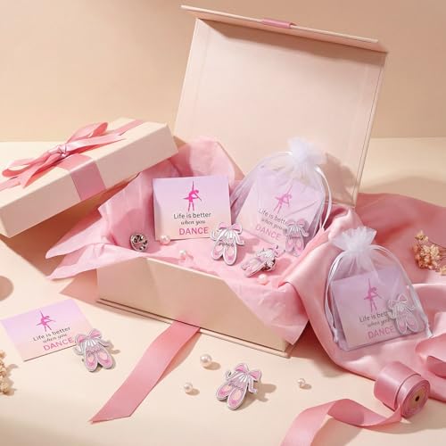 Image of Misdary 24 /48 Set Dance Gifts Ballet Brooch Pins Cards Bags for Dancer Ballerina Party Favors Women Team Award Recital Gifts