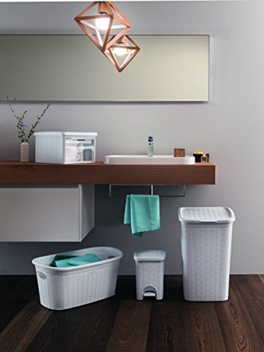 Weißer Rattan-Mülleimer Mit Deckel – Naturgewoben, Mit Einsatz, Ideal Für Bad & Wohnen
