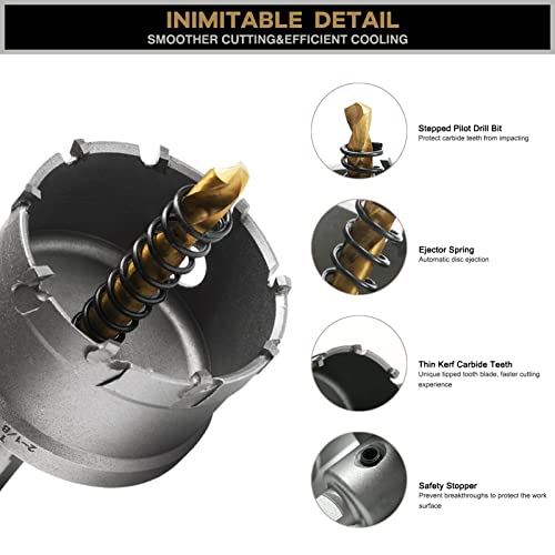 Behappy 723496880696 12Pcs Tct Hole Saw Kit, Carbide Hole Saw, 5/8"-2-1/8"Tungsten Carbide Tipped Hole Cutter Set With Titanium-Plated Pilot Drill Bit For Metal, Stainless Steel thumb #3