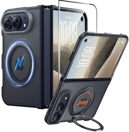 FNTCASE for iPhone Duo Case with 360 Spin Magnetic Stand Black