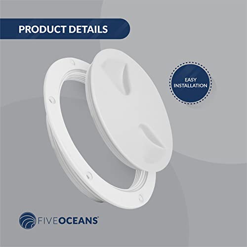 Five Oceans Fo85 Marine Round Inspection Screw-In Deck Plate, 6 Inches, Anti-Aging, Anti-Corrosive And Uv-Resistant Abs Plastic, White #TOP4