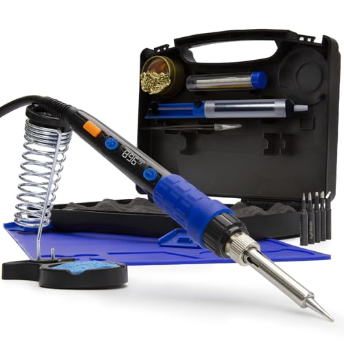 YIHUA 928D Soldering Iron Kit, 65W Soldering Iron, Fully Digital, Display °F/°C, Temperature Control, Accuracy 194~896℉- Soldering Kit with Sleep Function, Temp. Correction Function, Holder &more.
