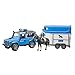 Bruder 02588 Land Rover Defender Veicolo della Polizia,Rimorchio Cavalli, 1 Cavallo E Poliziotto