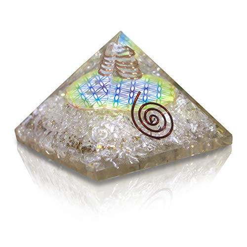 JSR Orgone - Pirámide de amatista y cristal de roca (cristal de cuarzo transparente)