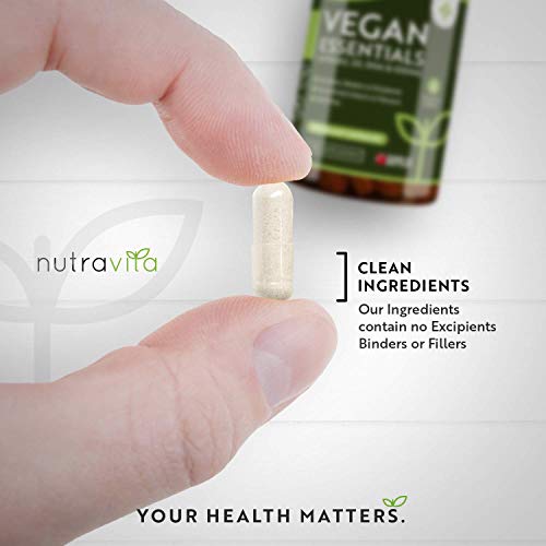 Multivitaminico Essenziali Vegani - integratore Formulato per Sostenere una Dieta Vegetale a Base - con Vitamina B12, D3, Iodio, Ferro e Zinco - Rafforza il Sistema Immunitario - Prodotto da Nutravita