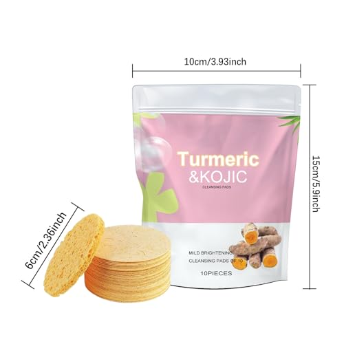 Generic Turmeric Koji Cleansing Pads for Face Body Vitamin B5 New Fades Dark spots,Exfoliates Skin and Fades Discoloration Kojic Acid and Turmeric Cleansing Pads (30PC, onesize)