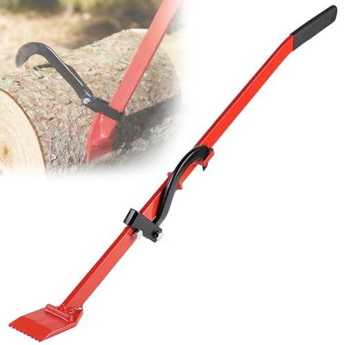 EFUTURETIME 120cm Fällheber mit Wendehaken, Stammwender Geschmiedeter Kantheber für Stämme bis 540mm, Wendehilfe Fällhilfe Universelle zum Wenden und Bewegen von Stämmenn, Rot