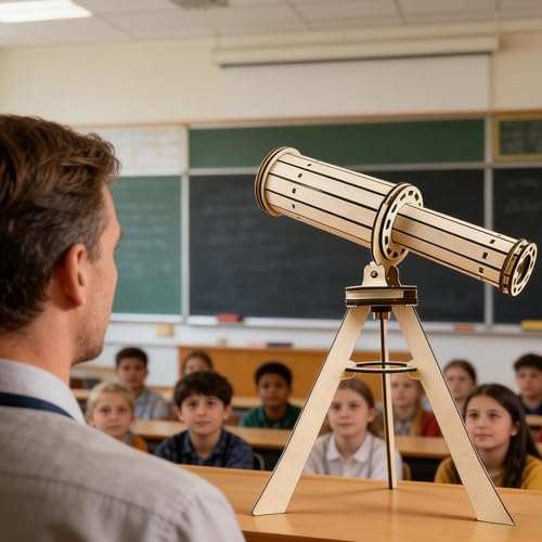 Telescopio Madera - 11x7.78in | Kit Experimento Científico Stem Juguete Educativo, Exploración Astronómica Práctica, Kit Física para Niños, Estudiantes, Actividades Aula & Enseñanza En Casa - imagen 4