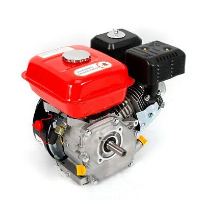Motor de gasolina de 7,5 CV de 4 tiempos, motor estacionario, motor industrial, motor de repuesto, motor de refrigeración por aire, cilindros individuales horizontales Ohv rojo, 20 mm, eje acanalado