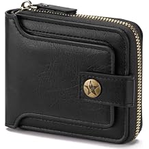 Wallet Men Leather Bifold Wallets For - Flap ID Window Zip Coin Pocket Mensr Wallets - Big Capacity Credit Card Travel Wallet