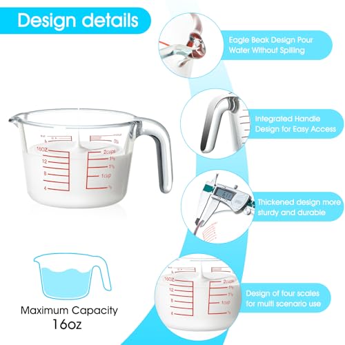Vaso medidor de vidrio borosilicato 2 tazas para cocina miniatura 3