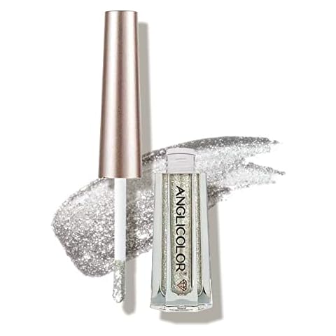 Anglicolor Diamond Glitter Liquid Eyeshadow & Eyeliner Pen Starry Sequins Mermaid Eye Shadow Long Lasting and Pigmented Sparkling & Shimmer Eyes Makeup (#07 Silver) Cover