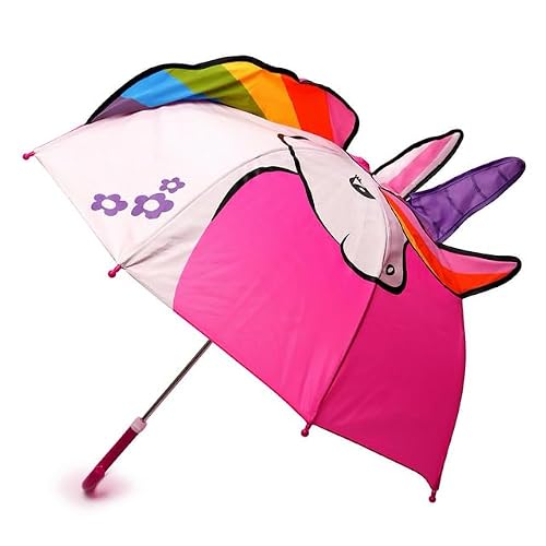 Image of KAV Kids Striped Dome Umbrella – Lightweight, Auto-Open, Windproof & Waterproof Parasol for Boys & Girls – Durable, Stylish, Easy to Carry & Perfect for School, Travel, and Outdoor - Colored Unicorn