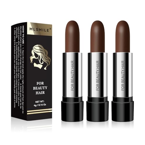MLSMILE Hair Color Touch-Up Stick Hair Dye Pen, 3PCS Dark Brown Hair Color Stick, Long Lasting Fast...