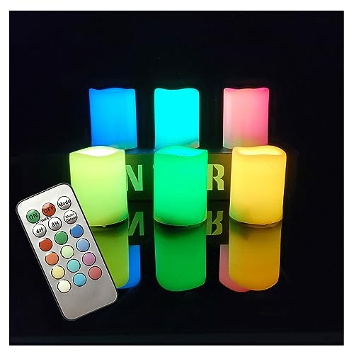 Image of iZAN 6PCS Multi Color Changing Flameless Battery Operated LED Votive Candles with Remote Flickering Electric votives for Halloween Christmas Home Party Wedding Decors 1.5 inchx2 inch Batteries Included