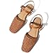 IBDPOSH Brown Woven Slingback Flats for Women Fashionable Square Toe Criss Cross Straps Buckle Closure Comfortable Breathable Casual Elegant Slip On Shoes Size 8.5