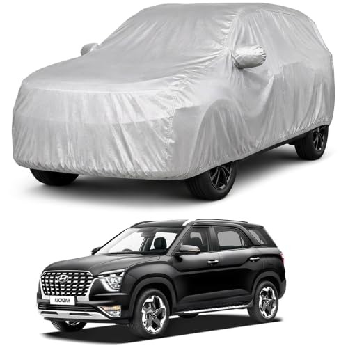 Image of Autofact Car Body Cover Compatible with Alcazar 2022-2024 | Custom Fit Car Cover | 100% Water-Resistant| Triple-Stitched Lightweight Fabric | Dustproof | Indoor & Outdoor Use | Elastic Bottom