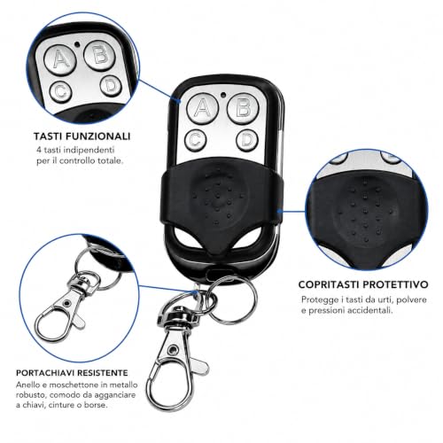 Kit de 20 télécommandes 433,92 MHz 4 Boutons avec Porte-clés – vue 5