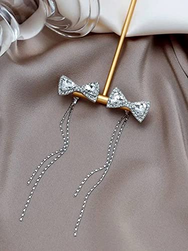 Crystal Bow Long Chain Danglers for Women