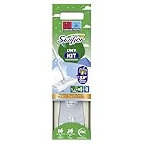 Swiffer Starter Kit Catturapolvere E Lavapavimenti Per La Pulizia Di Pavimenti In Legno E Altri Materiali, Include: 1 Scopa, 8 Panni Catturapolvere, 3 Panni Lavapavimenti