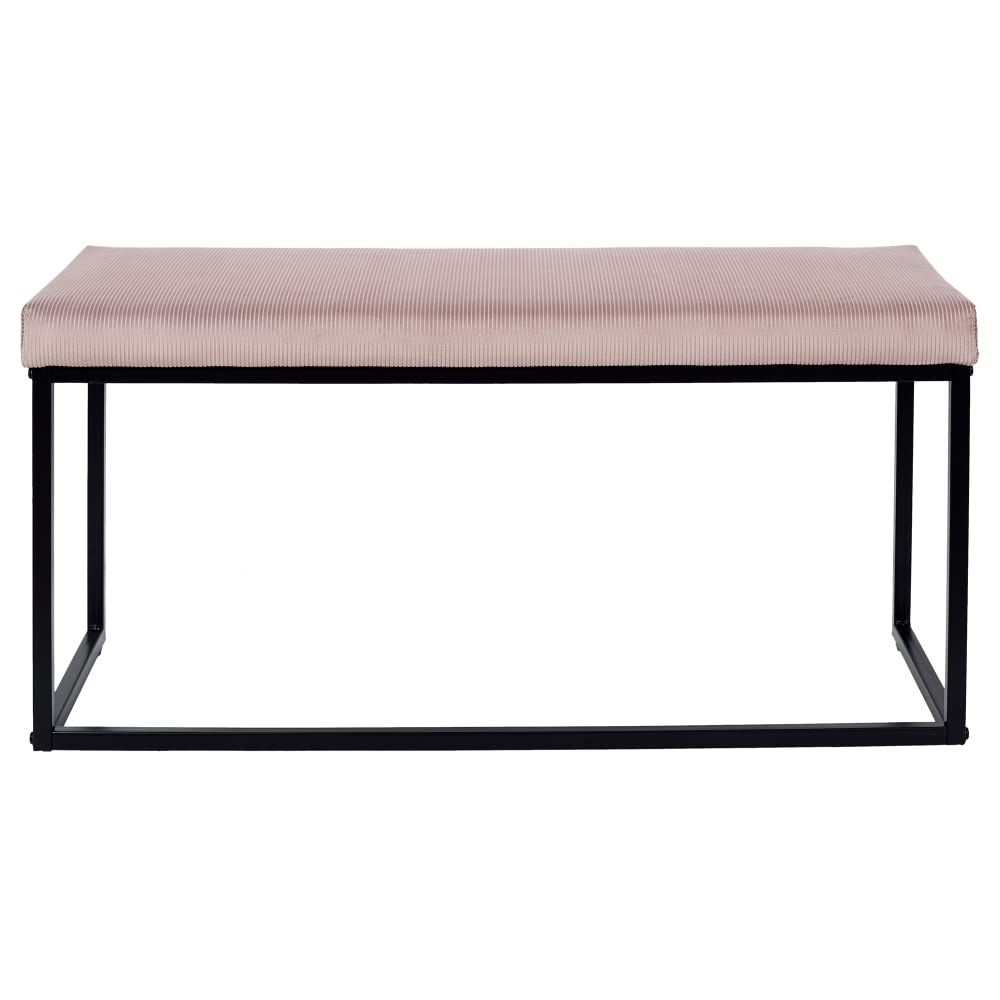HOME DECO FACTORY - Banc d'entrée en Velours côtelé Rose - Design scandinave - idéal pour Salon - Chambre ou Couloir - Dimensions 100 x 39 x 49 cm. - Modèle Giulia