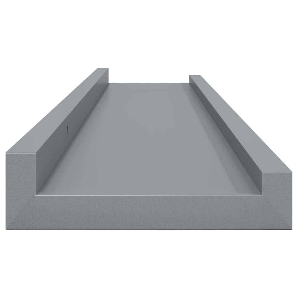 Półki ścienne 4 szt. szare 80 x 9 x 3 cm z płyty MDF – praktyczne półki wiszące do dekoracji mieszkania i przechowywania roślin, książek, artykułów dekoracyjnych