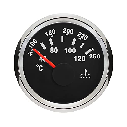 ELING Waterproof 52mm(2") Water Temp Meter Temperature Gauge Kit 40-120℃ for RV Car Motor Boat Golf Cart 12Volts 24 Volts with Red Backlight