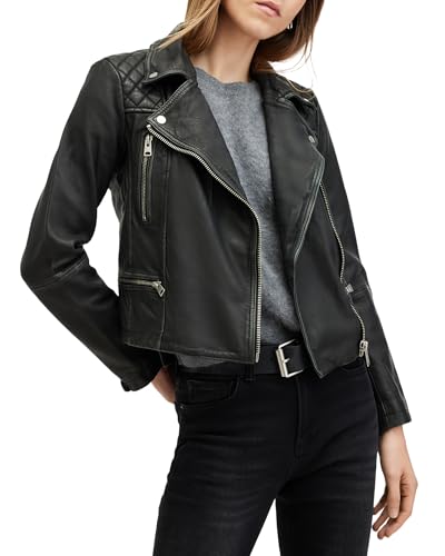 Women's Cargo Leather Biker Jacket