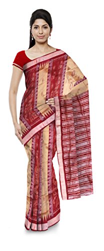 Gayatri Wsc Ltd Sambalpuri Bomkai Handloom Silk Saree for Women (Beige)