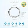 Silvadore 9mm Bracelet CUBAN Link Mens Silver Chain Flat Curb - Strong Solid Stainless Steel Miami Diamond-Cut - Teenage Boy Wrist Jewellery Gift - 23cm / 9 inch #3